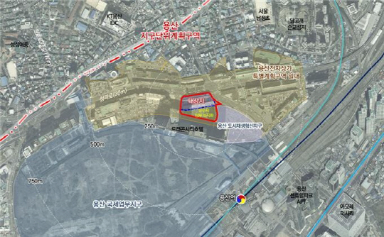 용산전자상가지구 나진12·13동 일대 위치도. [서울시 제공]